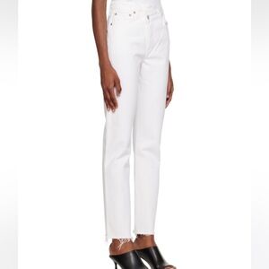 Agolde NWT Criss Cross Straight Leg White Denim Size 26 100% Cotton